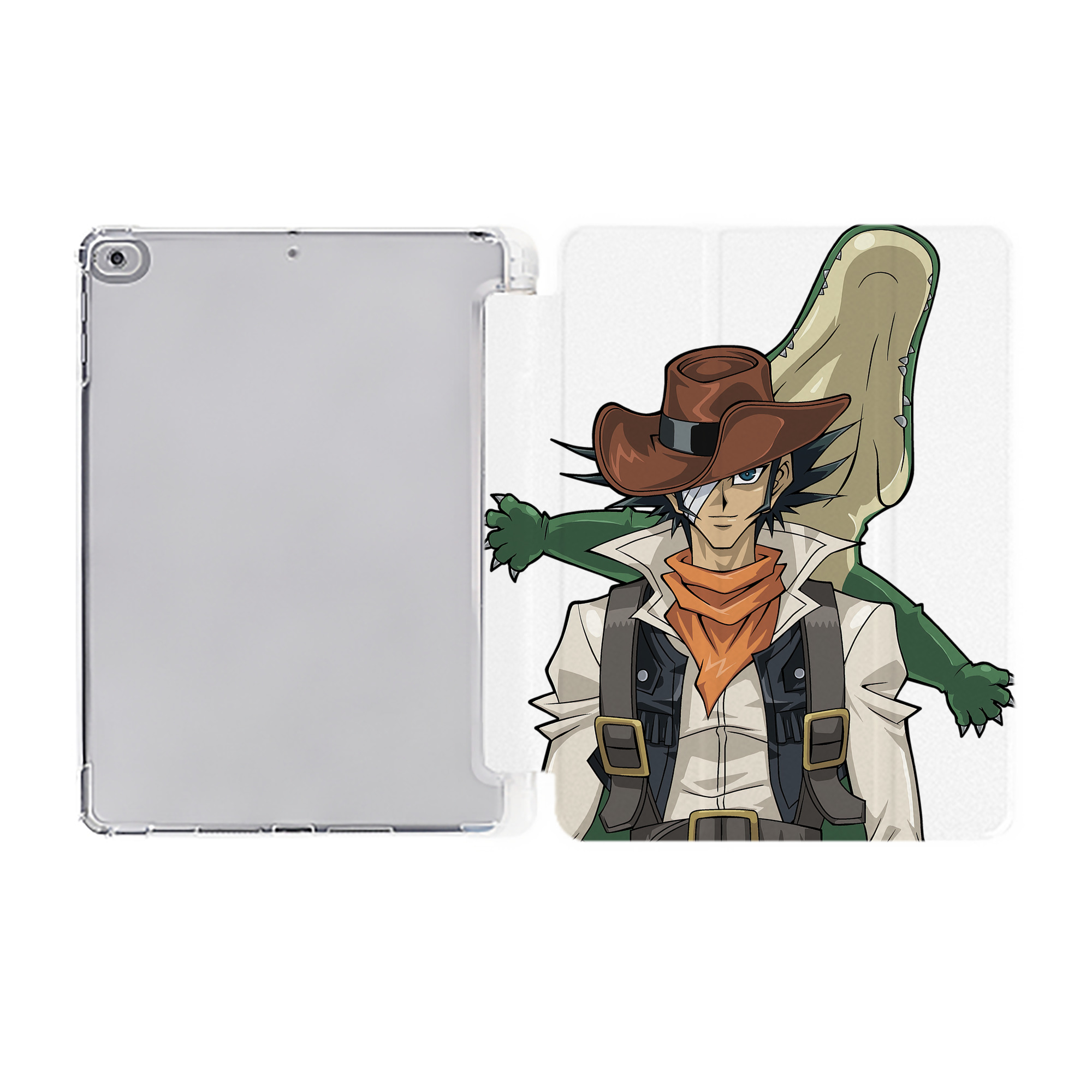 （画像用） 遊☆戯☆王 Yu-Gi-Oh! IPad ケース ペン収納付き 三つ折りスタンド PUレザー×シリコン 対応機種9.5/10.5/10.9インチ